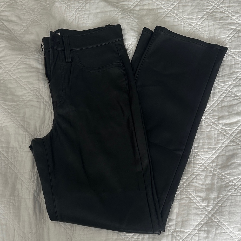 J. Crew Black Faux Leather Zip Front Pants